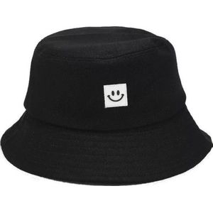 Bucket Hat - Zwart Wit - Smiley - Unisex - Regenhoed