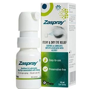 Zaspray Dry Eye Relief Spray | voor geÃ¯rriteerde jeukende en rode ogen | kalmeert en hydrateert droge ogen door allergie | conserveermiddelvrije formule | Gebruiksvriendelijke fles van 10 ml