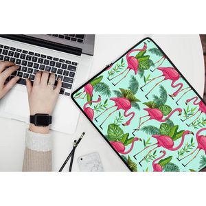 Laptophoes 17 inch - Flamingo - Jungle - Tropisch - Dieren - Patroon - Laptop sleeve - Binnenmaat 42,5x30 cm - Zwarte achterkant