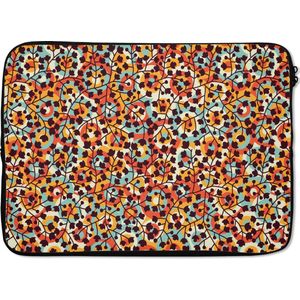 Laptophoes 14 inch - Bloemen - Bohemian - Cirkel - Patroon - Laptop sleeve - Binnenmaat 34x23,5 cm - Zwarte achterkant
