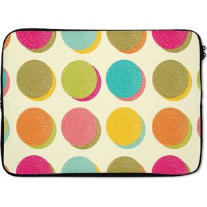 Laptophoes 14 inch - Retro - Bohemian - Patroon - Stippen - Laptop sleeve - Binnenmaat 34x23,5 cm - Zwarte achterkant