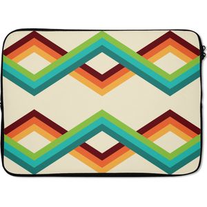 Laptophoes 14 inch - Retro - Strepen - Design - Seventies - Laptop sleeve - Binnenmaat 34x23,5 cm - Zwarte achterkant