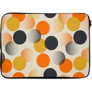 Laptophoes 14 inch - Polkadot - Design - Retro - Oranje - Laptop sleeve - Binnenmaat 34x23,5 cm - Zwarte achterkant