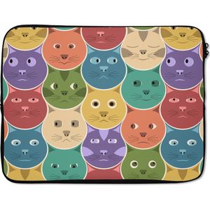 Laptophoes 17 inch - Katten - Regenboog - Kind - Design - Laptop sleeve - Binnenmaat 42,5x30 cm - Zwarte achterkant