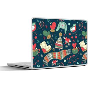 Laptop sticker - 17.3 inch - Winter - Design - Thee - Handschoenen - Muts - 40x30cm - Laptopstickers - Laptop skin - Cover - Kerst - Cadeau - Kerstcadeau voor mannen en voor vrouwen