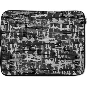 Laptophoes 17 inch - Camouflage - Verf - Patronen - Laptop sleeve - Binnenmaat 42,5x30 cm - Zwarte achterkant