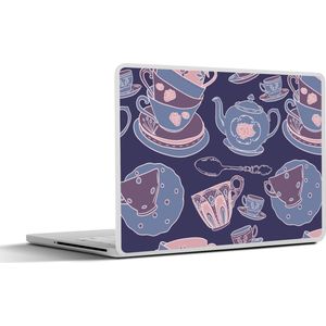 Laptop sticker - 14 inch - Patroon - Thee - Kop - Theepot - 32x5x23x5cm - Laptopstickers - Laptop skin - Cover