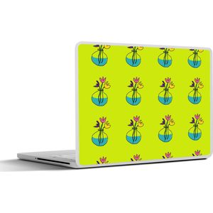 Laptop sticker - 10.1 inch - Bloemen - Vazen - Patronen - 25x18cm - Laptopstickers - Laptop skin - Cover