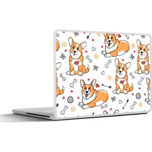 Laptop sticker - 13.3 inch - Hond - Corgi - Patronen - 31x22,5cm - Laptopstickers - Laptop skin - Cover
