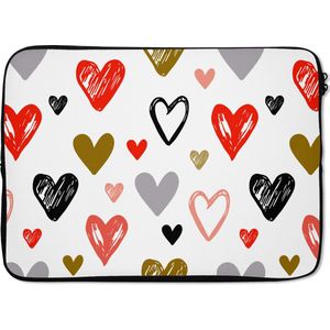 Laptophoes 14 inch - Hart - Schets - Valentijnsdag - Laptop sleeve - Binnenmaat 34x23,5 cm