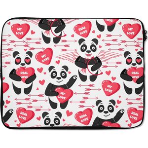 Laptophoes 17 inch - Panda - Liefde - Relatie - Laptop sleeve - Binnenmaat 42,5x30 cm