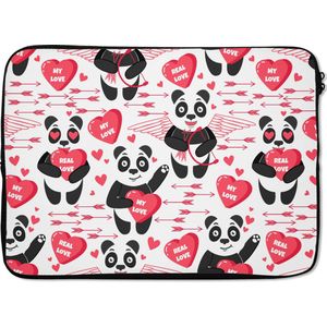 Laptophoes 13 inch - Panda - Liefde - Relatie - Laptop sleeve - Binnenmaat 32x22,5 cm