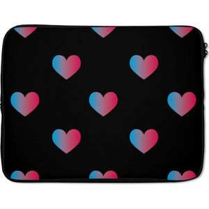 Laptophoes 17 inch - Liefde - Roze - Blauw - Valentijn - Laptop sleeve - Binnenmaat 42,5x30 cm