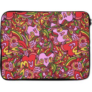 Laptophoes 17 inch - Design - Hart - Valentijnsdag - Laptop sleeve - Binnenmaat 42,5x30 cm