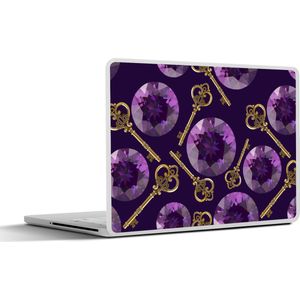 Laptop sticker - 14 inch - Edelsteen - Patronen - Goud - Sleutel - 32x5x23x5cm - Laptopstickers - Laptop skin - Cover