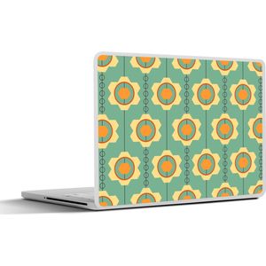 Laptop sticker - 17.3 inch - Zonnebloem - Patronen - Tandwielen - Retro - 40x30cm - Laptopstickers - Laptop skin - Cover