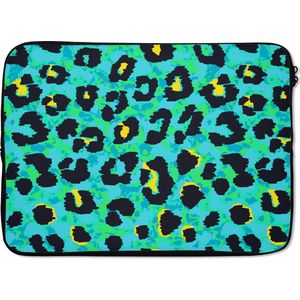 Laptophoes 13 inch - Panterprint - Neon - Dieren - Design - Laptop sleeve - Binnenmaat 32x22,5 cm - Zwarte achterkant