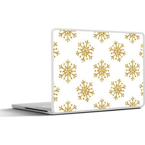Laptop sticker - 13.3 inch - Sneeuwvlok - Gold - Glitter - Kerstmis - Design - 31x22,5cm - Laptopstickers - Laptop skin - Cover - Kerst - Cadeau - Kerstcadeau voor mannen en voor vrouwen