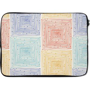 Laptophoes 13 inch - Labyrint - Pastel - Stippen - Patroon - Laptop sleeve - Binnenmaat 32x22,5 cm - Zwarte achterkant