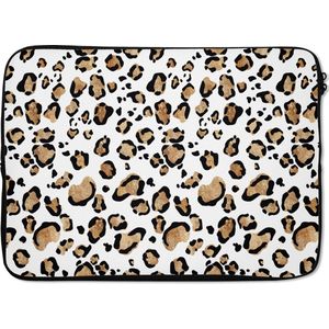 Laptophoes 13 inch - Panterprint - Bruin - Patronen - Laptop sleeve - Binnenmaat 32x22,5 cm - Zwarte achterkant