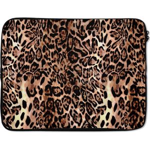 Laptophoes - 15 inch - Dierenprint - Luipaard - Design - Luxe - Bruin - Laptop sleeve