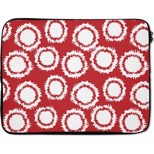 Laptophoes 17 inch - Stippen - Rood - Patroon - Laptop sleeve - Binnenmaat 42,5x30 cm - Zwarte achterkant