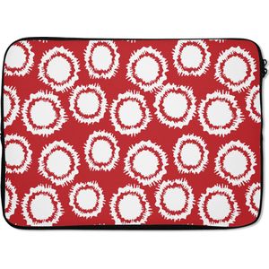 Laptophoes 13 inch - Stippen - Rood - Patroon - Laptop sleeve - Binnenmaat 32x22,5 cm - Zwarte achterkant