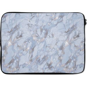 Laptophoes 13 inch - Marmer print - Zilver - Design - Laptop sleeve - Binnenmaat 32x22,5 cm - Zwarte achterkant