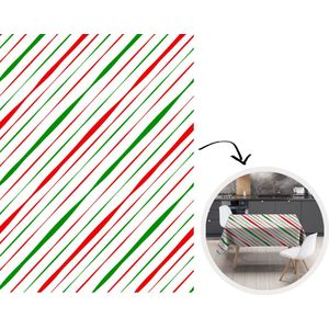 Kerst Tafelkleed - Kerstmis Decoratie - Tafellaken - Patronen - Kerst - Strepen - 150x200 cm - Kerstmis Versiering