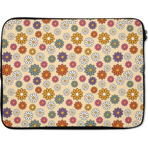 Laptophoes 17 inch - Vintage - Patronen - Bloem - Planten - Laptop sleeve - Binnenmaat 42,5x30 cm - Zwarte achterkant - Back to school spullen - Schoolspullen jongens en meisjes middelbare school - Macbook air hoes - Chromebook sleeve