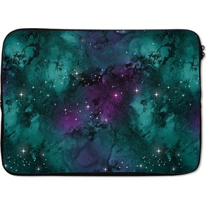 Laptophoes 13 inch - Ruimte - Marmer print - Verf - Patroon - Laptop sleeve - Binnenmaat 32x22,5 cm - Zwarte achterkant