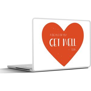 Laptop sticker - 10.1 inch - Beterschap - Quote - Rood - Knuffel - 25x18cm - Laptopstickers - Laptop skin - Cover