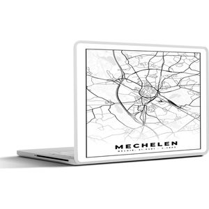 Laptop sticker - 12.3 inch - België – Mechelen – Stadskaart – Kaart – Zwart Wit – Plattegrond - 30x22cm - Laptopstickers - Laptop skin - Cover