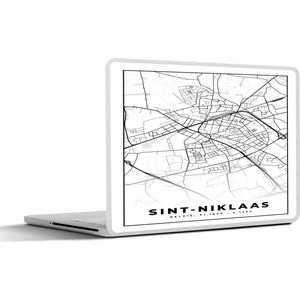 Laptop sticker - 15.6 inch - Stadskaart – Plattegrond – België – Zwart Wit – Sint Niklaas – Kaart - 36x27,5cm - Laptopstickers - Laptop skin - Cover