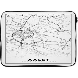 Laptophoes 13 inch - Stadskaart – Plattegrond – België – Zwart Wit – Aalst – Kaart - Laptop sleeve - Binnenmaat 32x22,5 cm