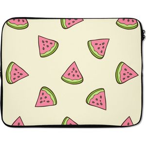 Laptophoes 17 inch - Design - Patroon - Watermeloen - Laptop sleeve - Binnenmaat 42,5x30 cm - Zwarte achterkant