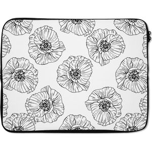 Laptophoes 15.6 inch - Klaproos - Bloemen - Design - Laptop sleeve - Binnenmaat 39,5x29,5 cm - Zwarte achterkant