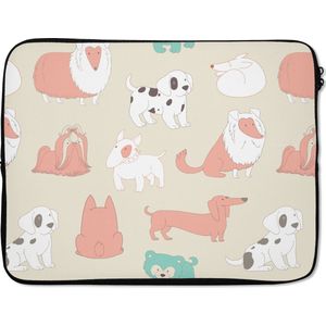 Laptophoes 17 inch - Patroon - Hond - Puppy - Jongens - Meisjes - Kinderen - Kids - Laptop sleeve - Binnenmaat 42,5x30 cm - Zwarte achterkant