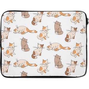 Laptophoes 17 inch - Patroon - Kat - Kitten - Jongens - Meisjes - Kinderen - Kids - Laptop sleeve - Binnenmaat 42,5x30 cm - Zwarte achterkant