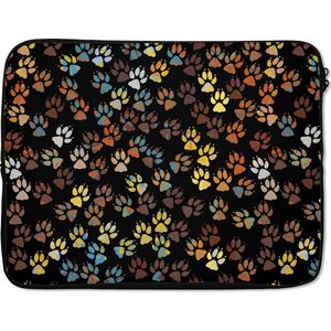 Laptophoes 17 inch - Patronen - Honden - Poten - Jongens - Meisjes - Kinderen - Kind - Laptop sleeve - Binnenmaat 42,5x30 cm - Zwarte achterkant