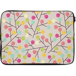 Laptophoes 13 inch - Meisje - Lolly snoep - Boom - Patronen - Girl - Roze - Kinderen - Kindje - Laptop sleeve - Binnenmaat 32x22,5 cm - Zwarte achterkant