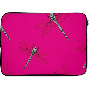 Laptophoes 13 inch - Meiden - Libelle - Insecten - Patronen - Girl - Kids - Kinderen - Kind - Laptop sleeve - Binnenmaat 32x22,5 cm - Zwarte achterkant