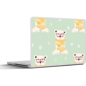 Laptop sticker - 14 inch - IJsbeer - Patroon - Sjaal - 32x5x23x5cm - Laptopstickers - Laptop skin - Cover