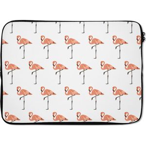 Laptophoes 14 inch - Patronen - Vogel - Flamingo - Laptop sleeve - Binnenmaat 34x23,5 cm - Zwarte achterkant