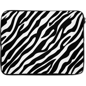Laptophoes 15.6 inch - Dieren - Zebra - Design - Laptop sleeve - Binnenmaat 39,5x29,5 cm - Zwarte achterkant