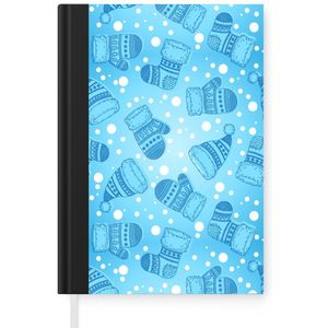 Notitieboek - Schrijfboek - Handschoenen - Muts - Winter - Patronen - Notitieboekje klein - A5 formaat - Schrijfblok - Kerst - Cadeau - Kerstcadeau voor mannen, vrouwen en kinderen