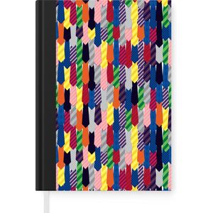 Notitieboek - Schrijfboek - Stropdas - Regenboog - Patronen - Notitieboekje klein - A5 formaat - Schrijfblok