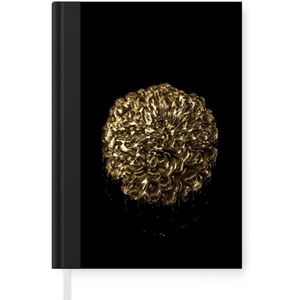 Notitieboek - Schrijfboek - Bloem - Zwart - Blad - Notitieboekje klein - A5 formaat - Schrijfblok