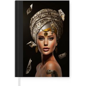 Notitieboek - Schrijfboek - Vrouw - Bankbiljetten - Zwart - Notitieboekje klein - A5 formaat - Schrijfblok