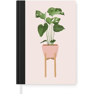 Notitieboek - Schrijfboek - Planten - Monstera - Pastel - Notitieboekje klein - A5 formaat - Schrijfblok